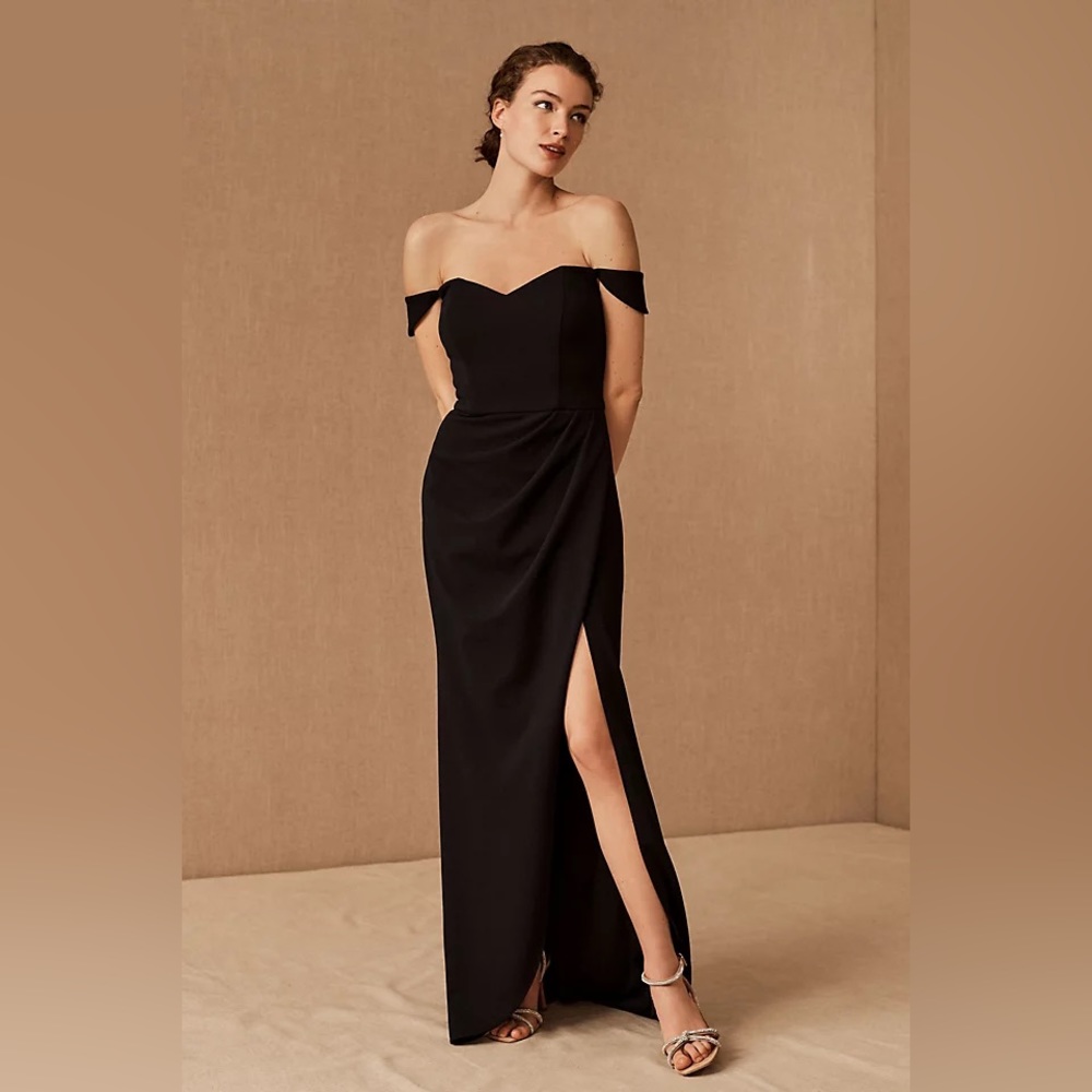 BHLDN by Anthropologie Black Rossi Crepe Maxi Dress